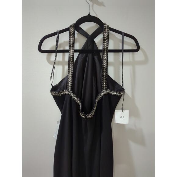 Sho By Tadashi Shoji Crystal Embellished Halter Gown Maxi Dress NWT - Picture 7 of 8